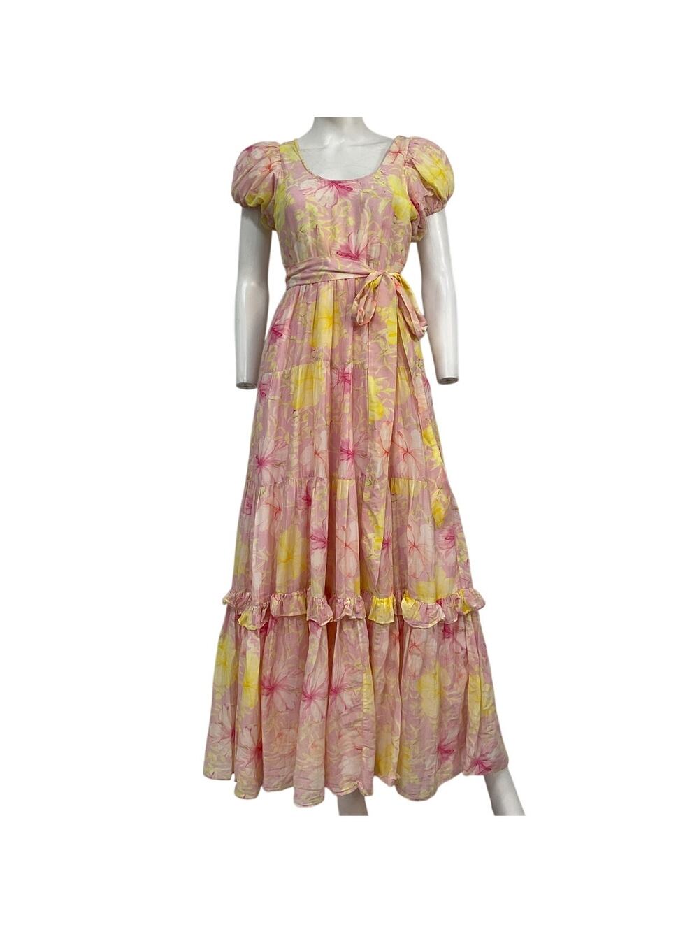 LoveShackFancy Floral Light Berry Tea Karalie Maxi Dress Size 2